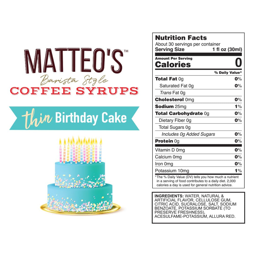 Matteo's Birthday Cake Syrup latte art close-up with zero calories