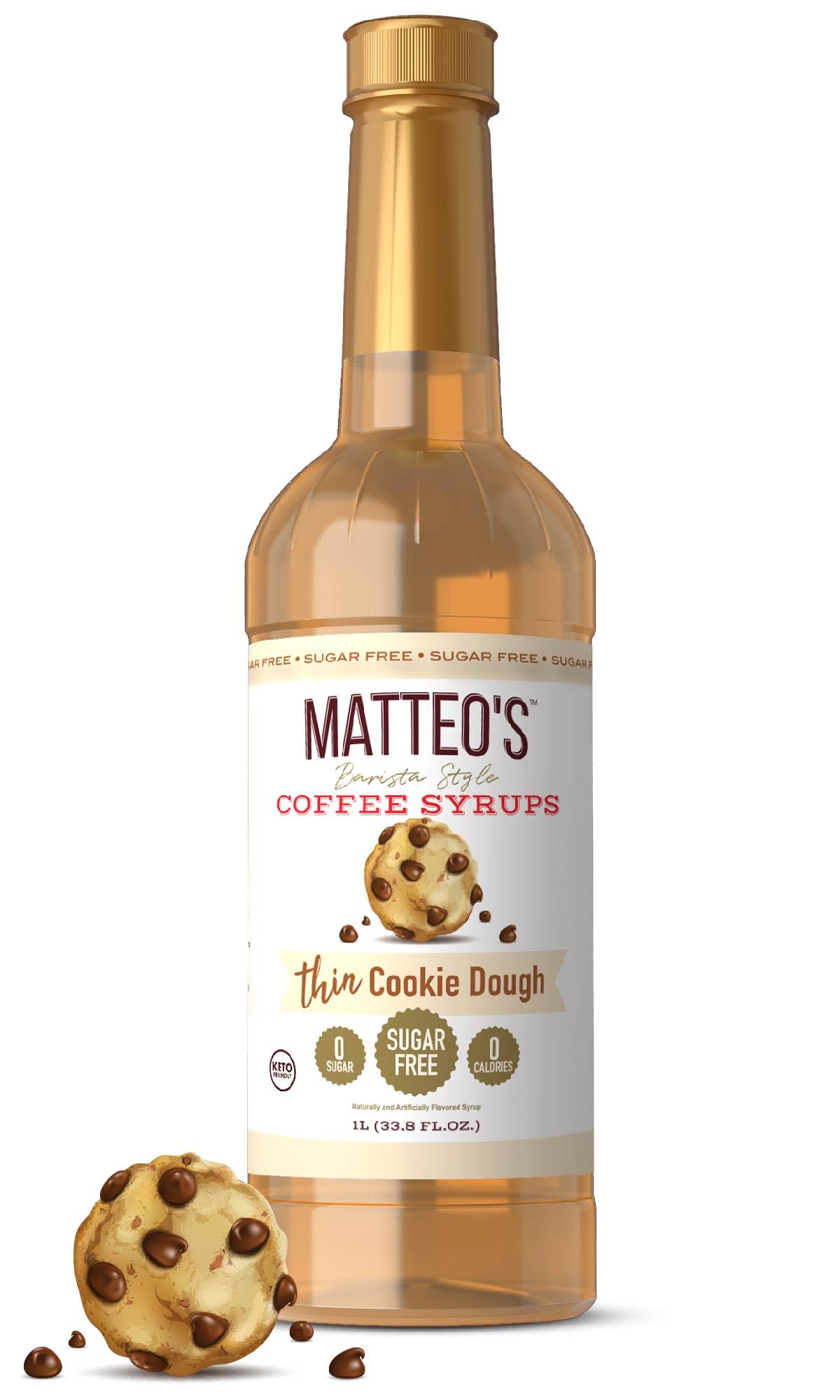 Matteo's Cookie Dough Syrup pours into coffee for a rich, keto-friendly flavor