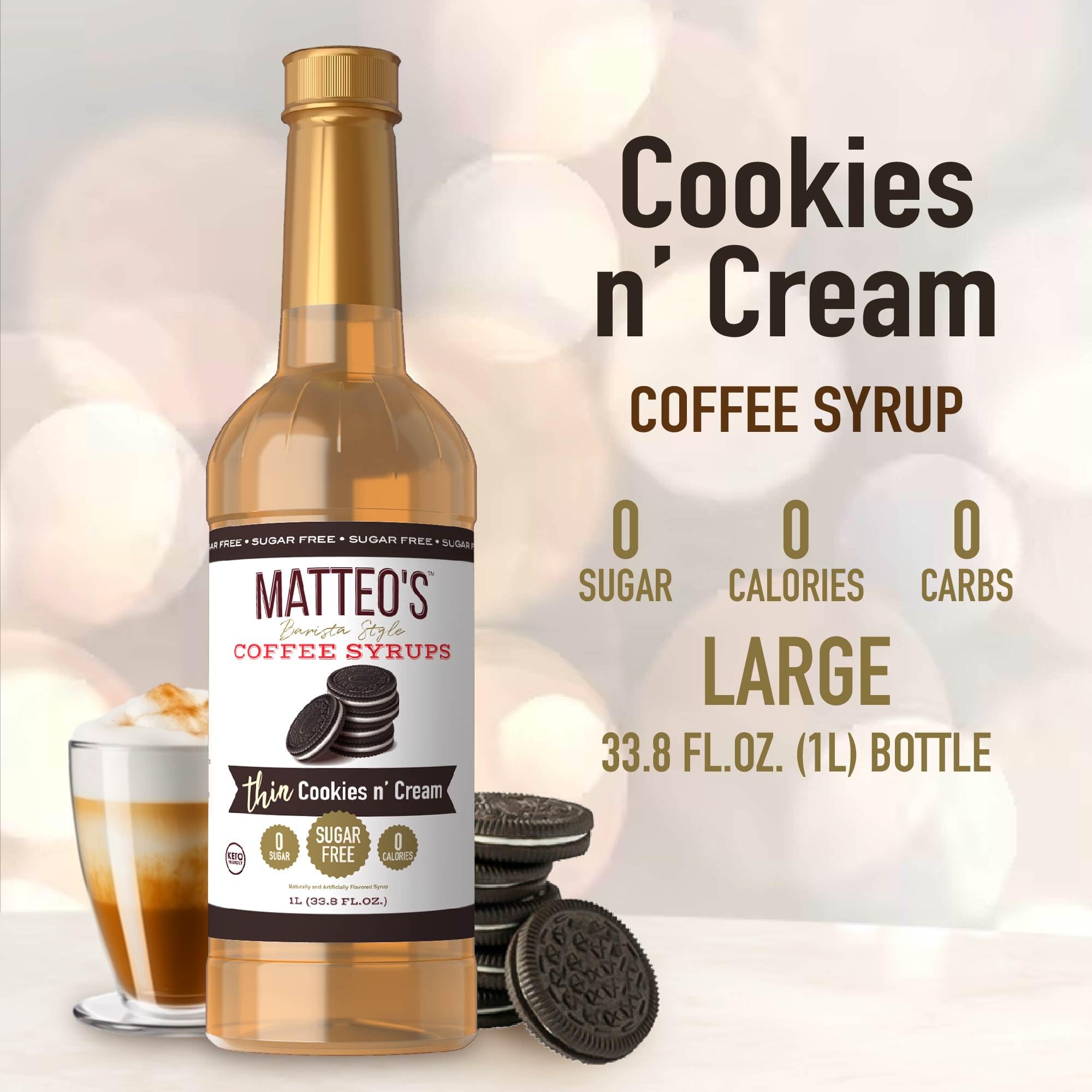 Glass of iced coffee with Matteo's syrup drizzle for zero-calorie sweetness