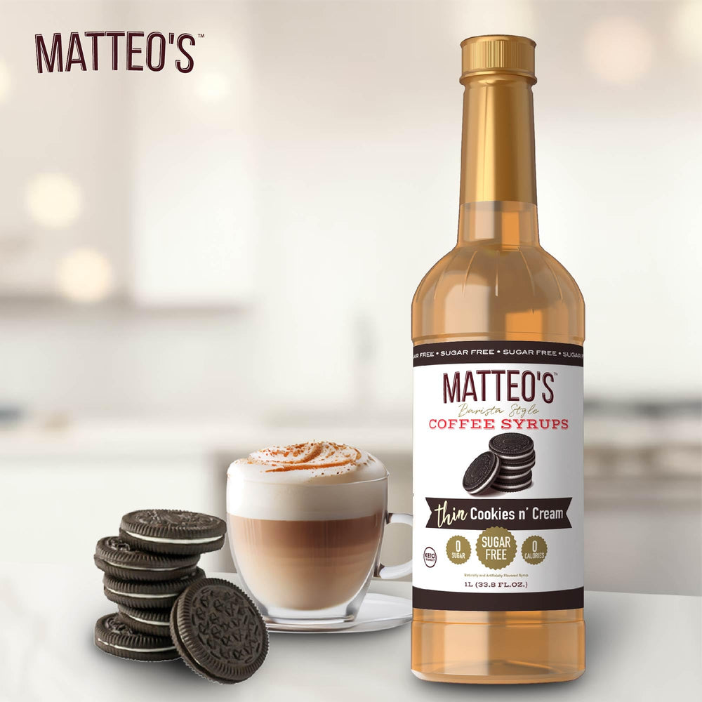 Dessert topping with Matteo's Cookies and Cream Syrup for flavor