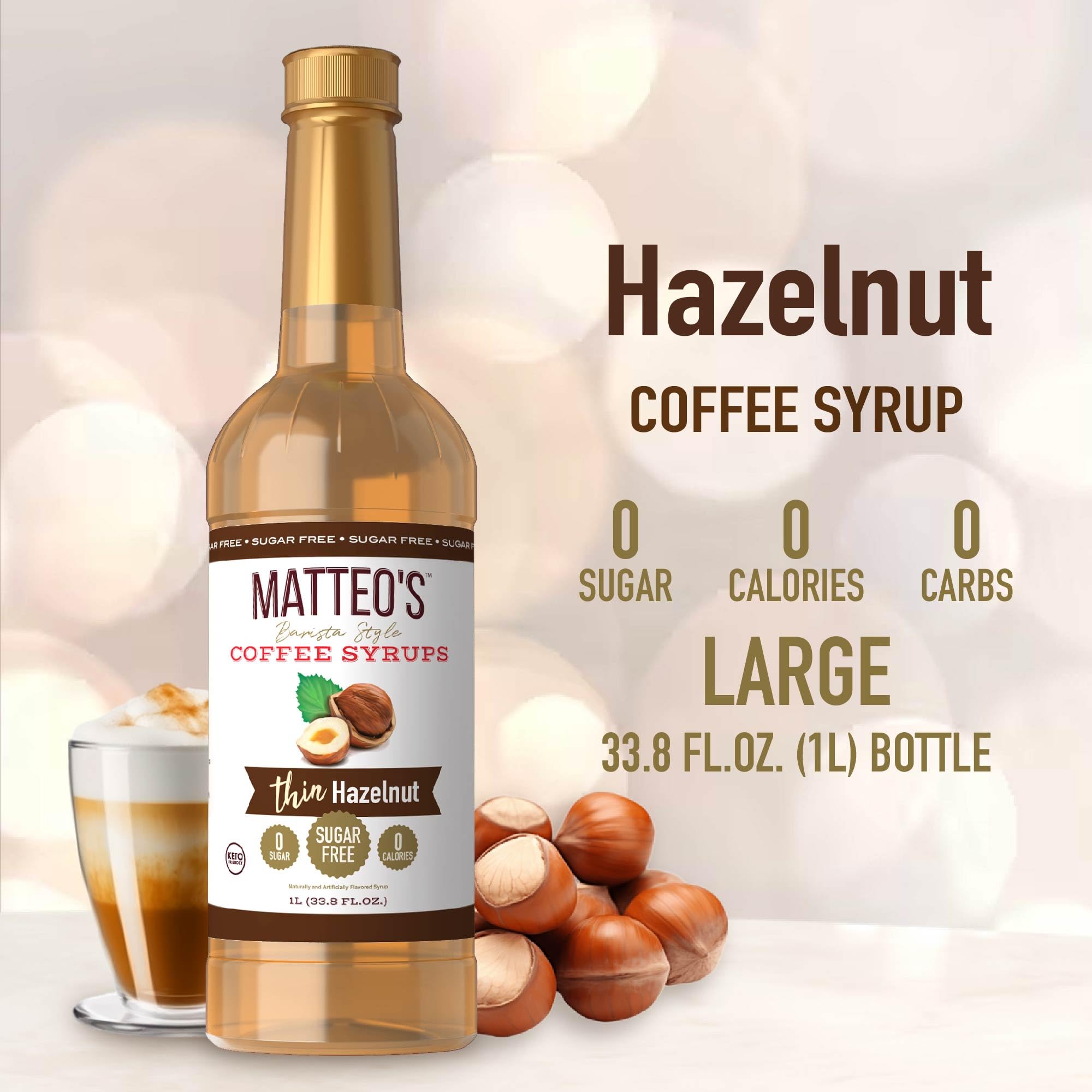  Hazelnut Syrup jar on kitchen counter ready to use