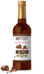 Matteo's Mocha Syrup bottle with rich, zero-calorie flavor.