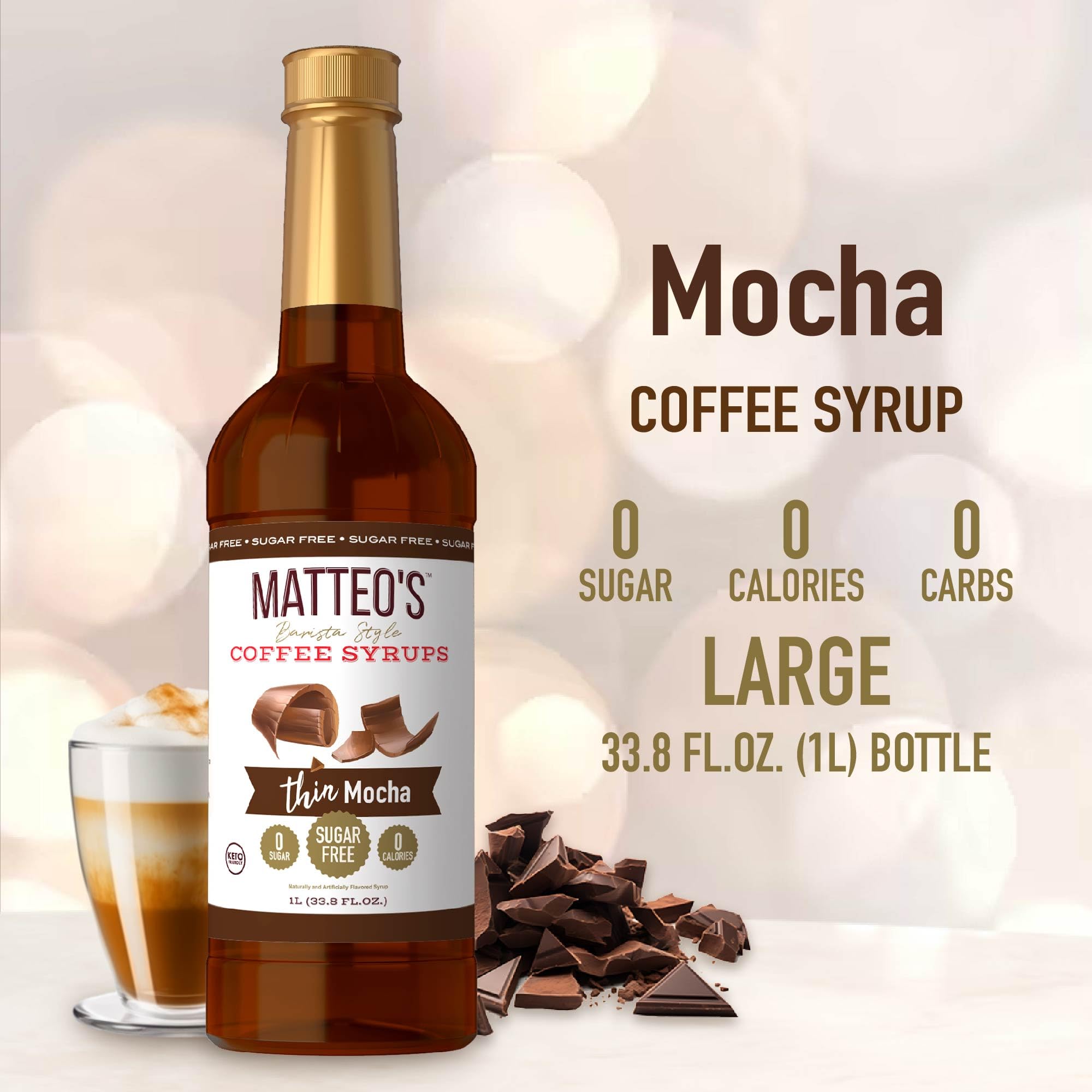 Matteo's Mocha Syrup poured into coffee.
