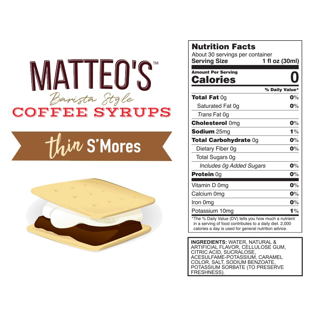 Latte art enhanced by Matteo's S'mores Syrup, keto-friendly indulgence