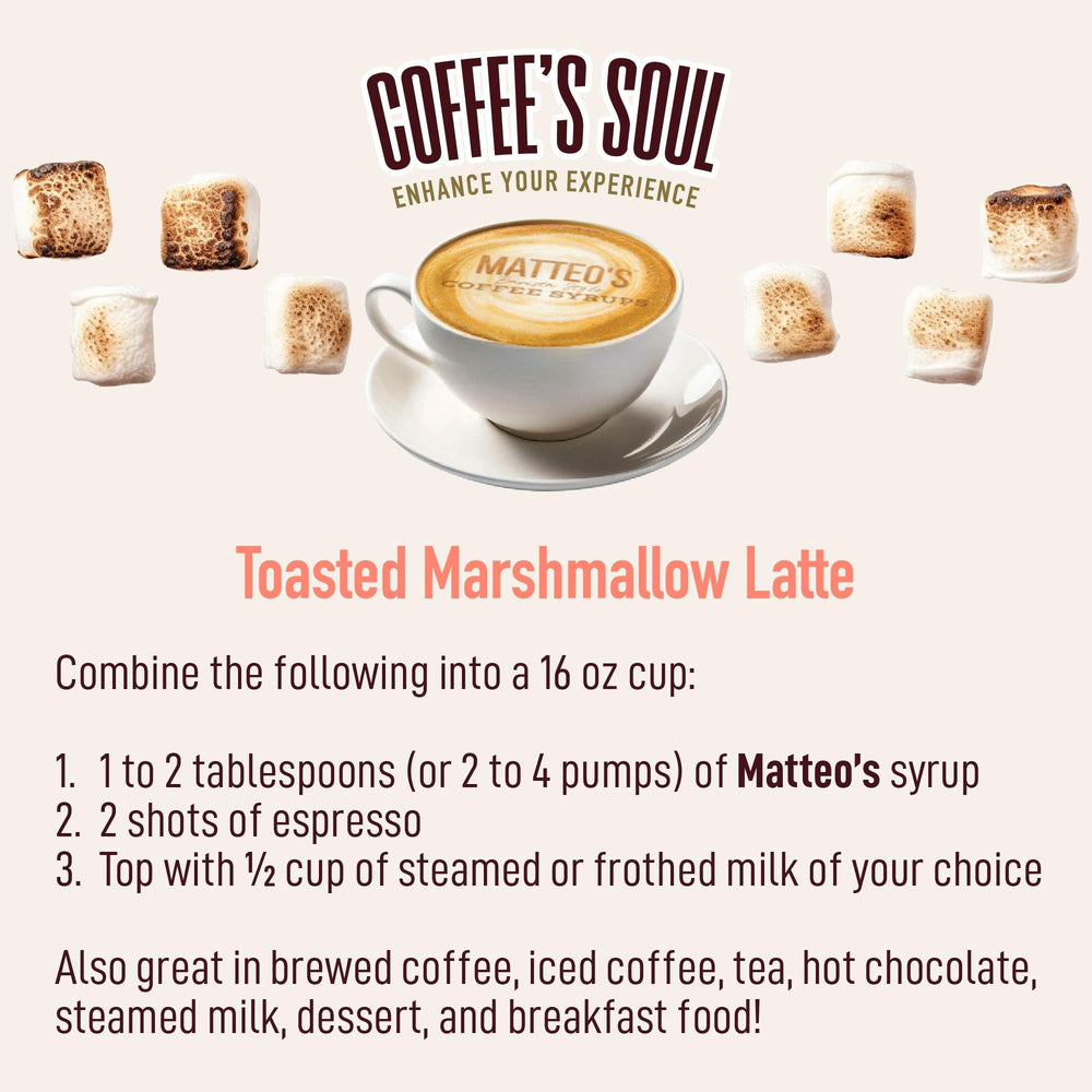 Dessert drizzle using Matteo's Toasted Marshmallow syrup delivers rich flavor.