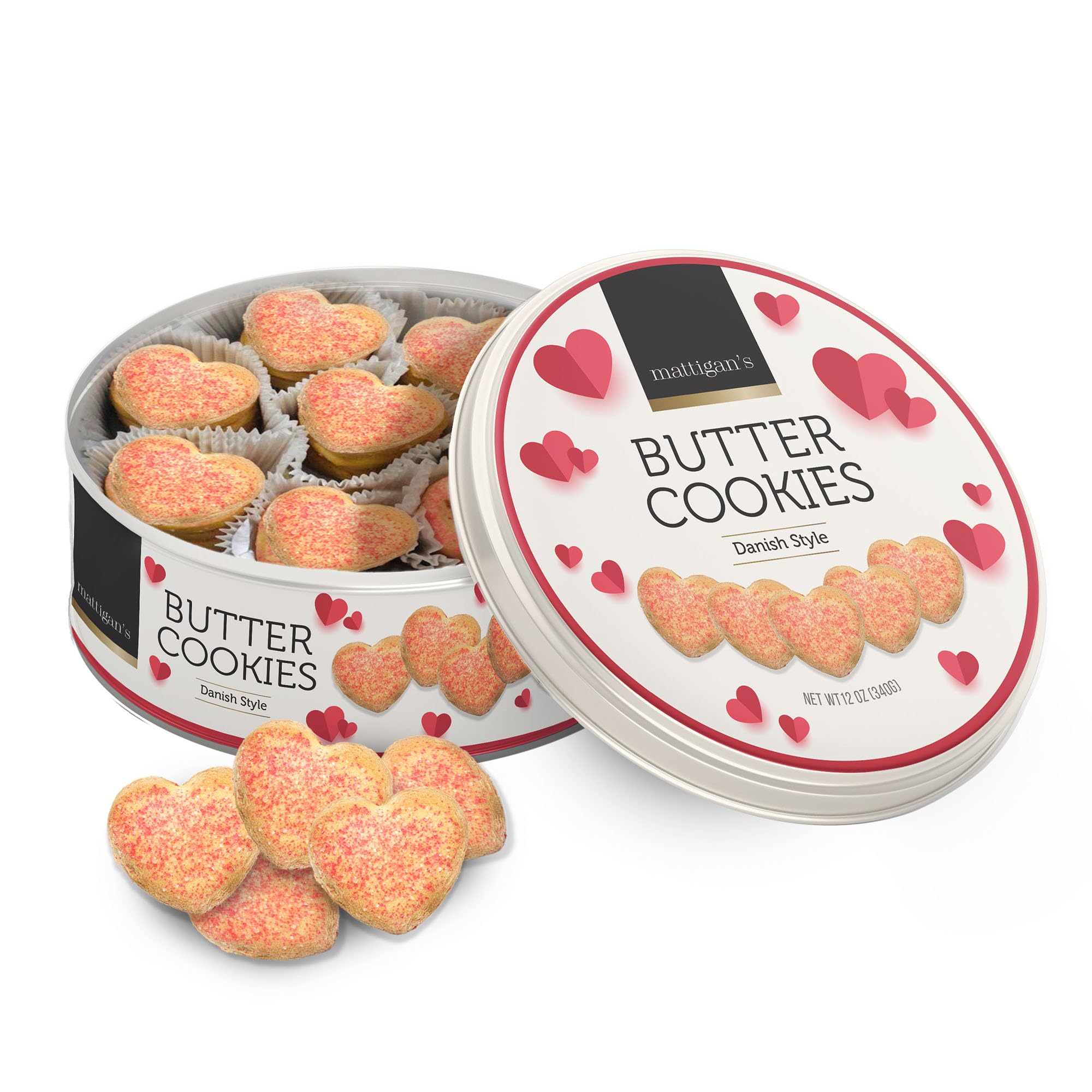 Mattigan's Pink Heart cookies in heart shape, ideal for gifting and Valentine's celebrations.