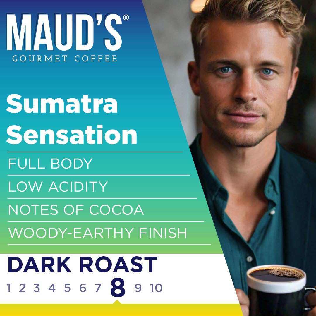 Maud's 100% Arabica beans for premium, smooth cups.