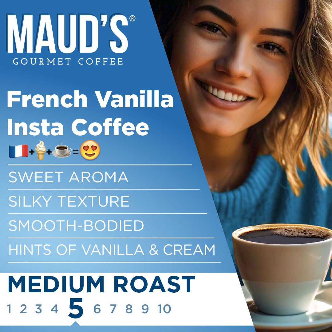 Maud's 100% Arabica packaging signals quality and consistent flavor
