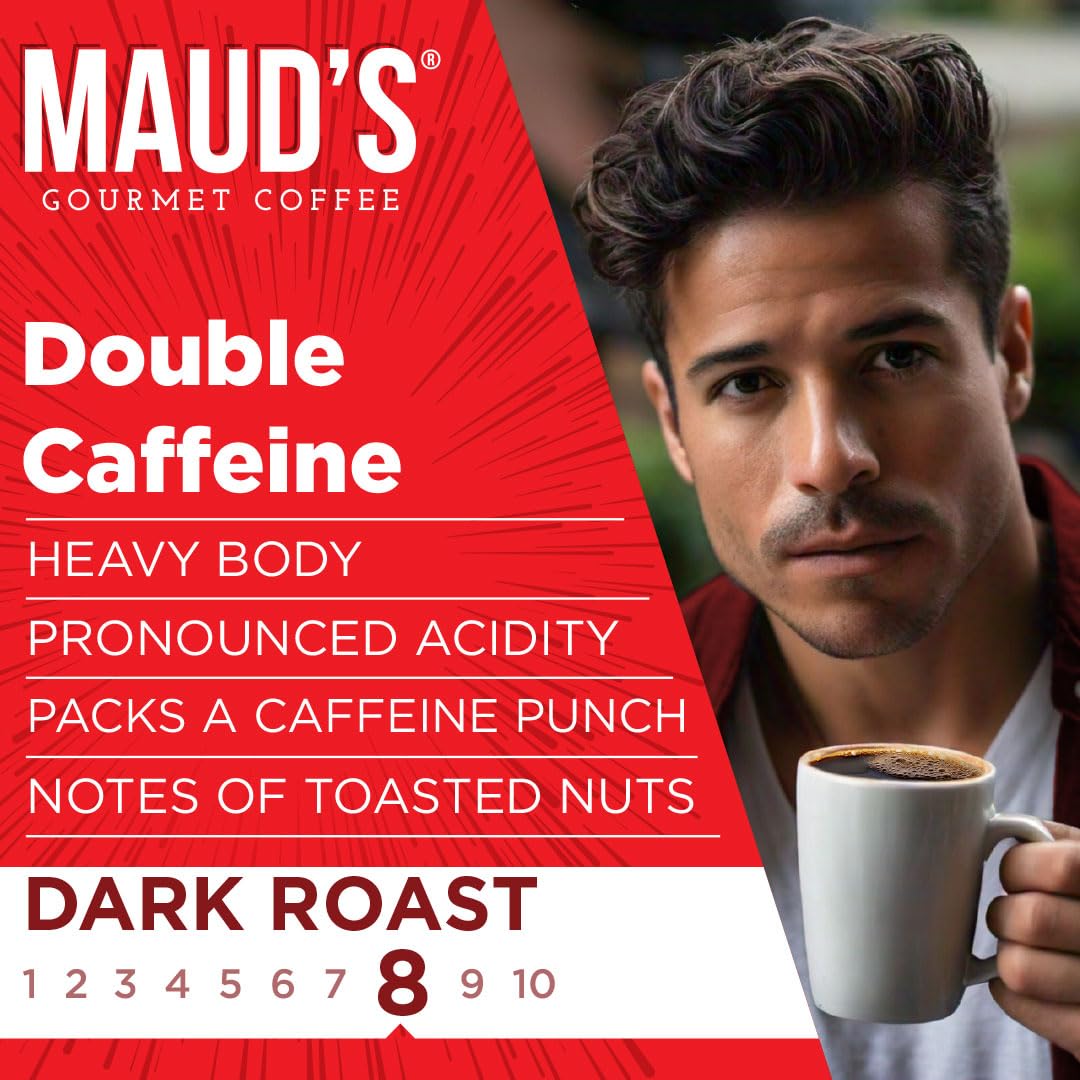 Maud's Arabica beans blend serves a smooth, non-bitter cup with rich aroma.