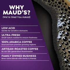 Maud's Arabica beans, premium quality and smooth taste