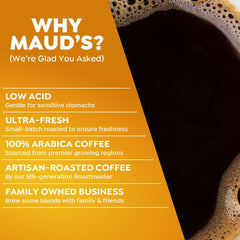 Maud's Breakfast Blend pods show K cups compatibility for easy brewing