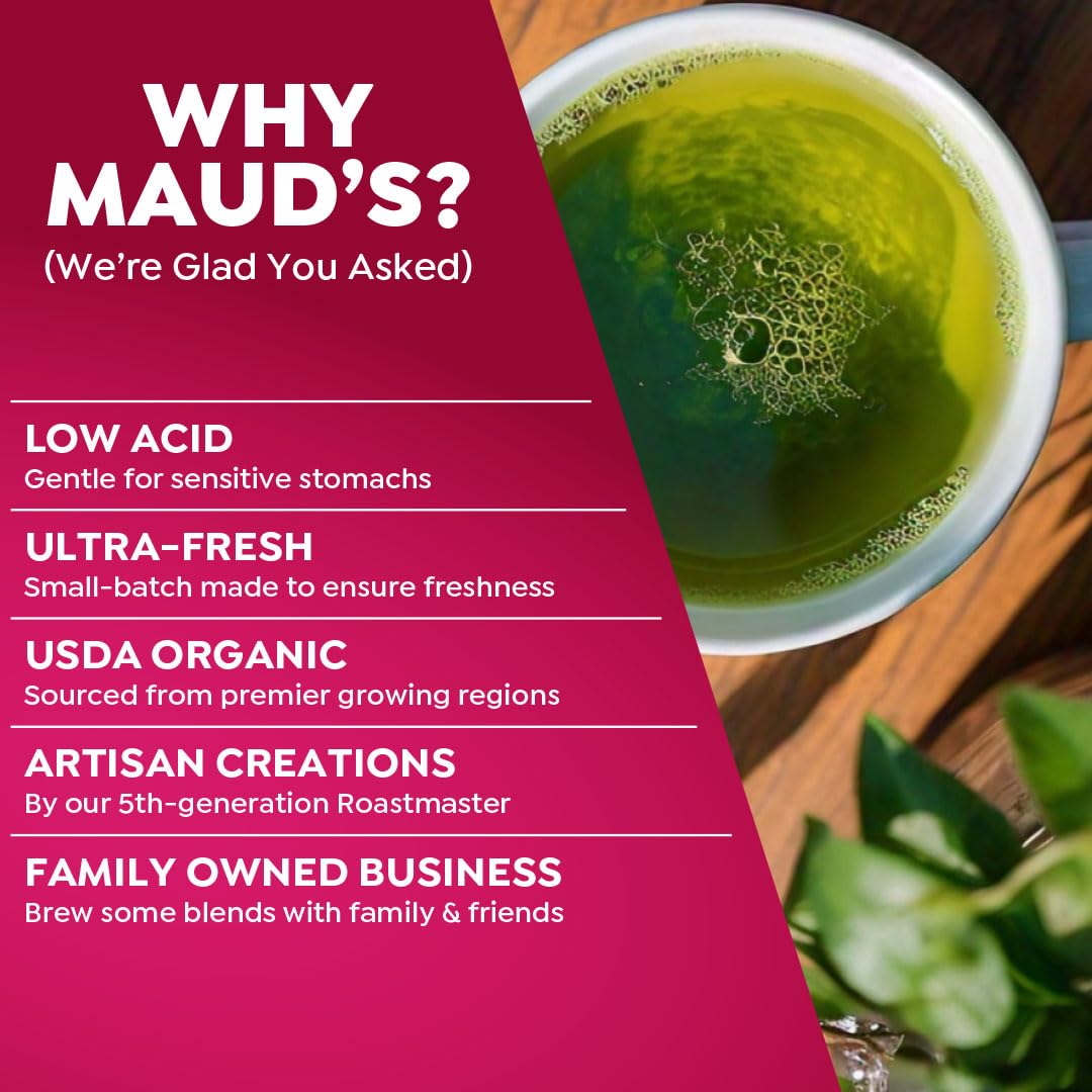 Brewing Maud's matcha yields a steaming cup with bright aroma.