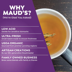 Maud's Organic Chamomile Lavender aroma fills the air, signaling a relaxing ritual.