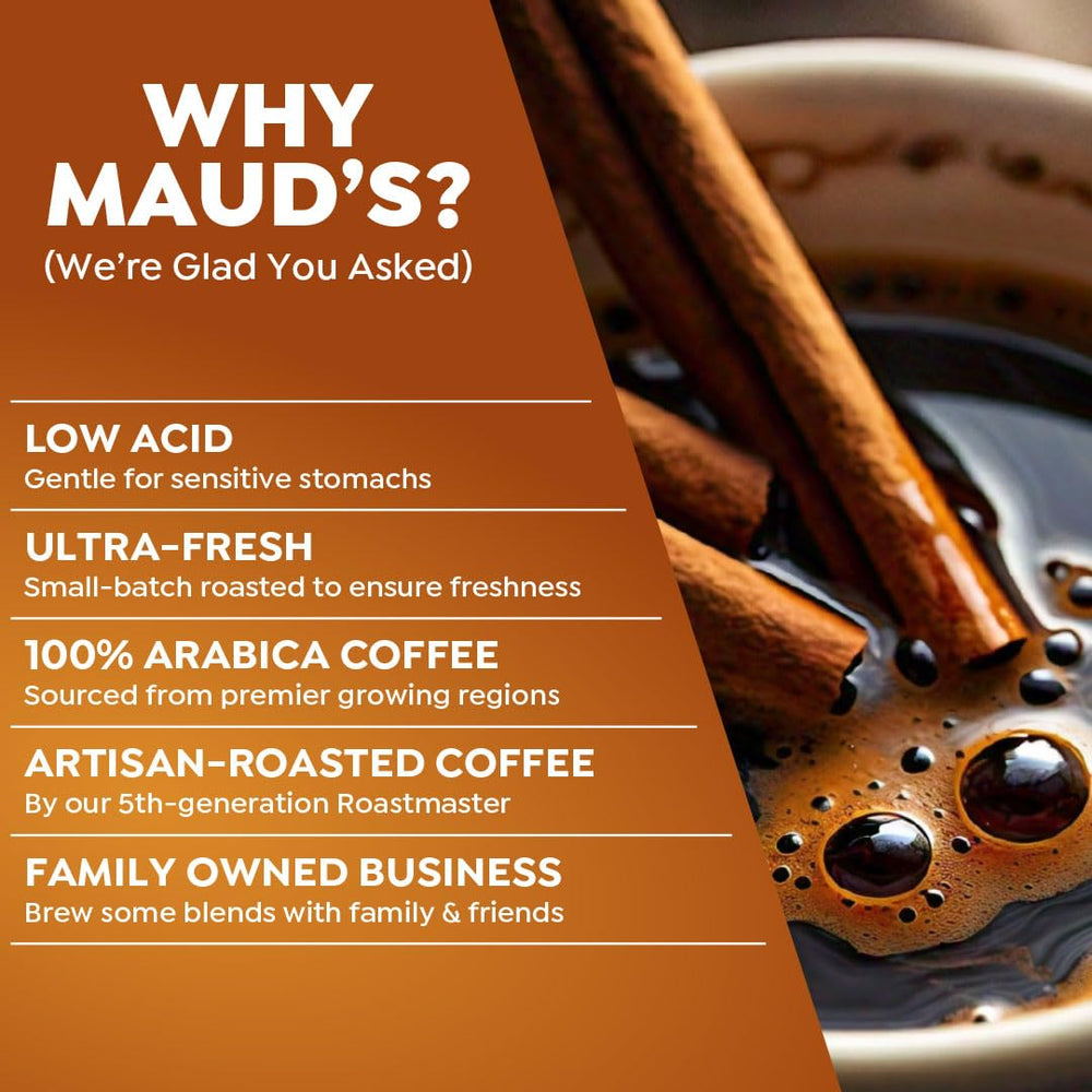 Close-up brew shot highlights rich, inviting crema and cinnamon notes