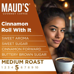 Maud's pod in cup image emphasizes smooth aroma and balanced flavor