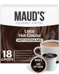 Maud's dark hot chocolate pods 18-count ready for a quick cocoa moment.