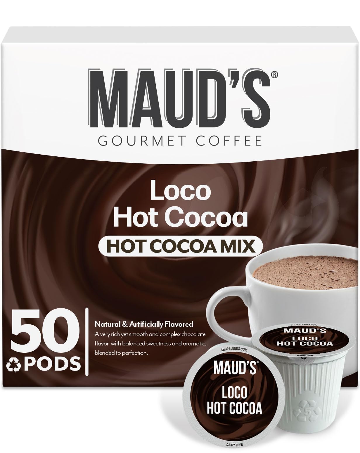 Maud's dark hot chocolate pods pack shot for cozy indulgence
