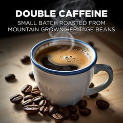 Maud's dark roast Arabica coffee pods compatible with Keurig machines for easy brewing.