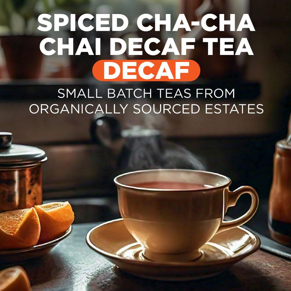 Maud's Decaf Chai Pods cup pour showcases a warm, flavorful caffeine-free moment.