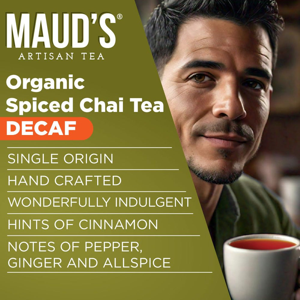 Maud's Decaf Chai Pods Keurig compatibility image emphasizes easy brewing with K-Cup machines.