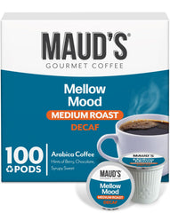 Maud's Decaf Medium Roast pods display packaging for convenient mornings