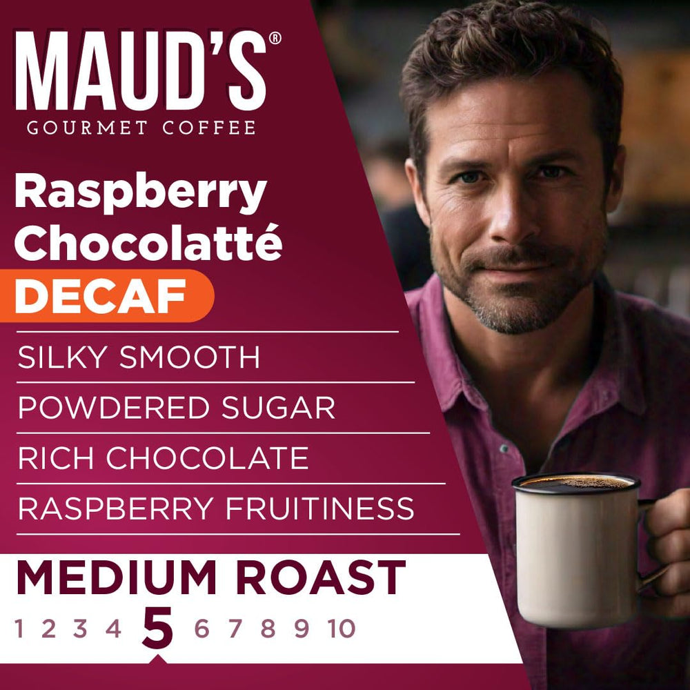 Steam rising from Maud's raspberry chocolate decaf brew