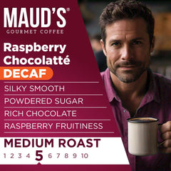 Steam rising from Maud's raspberry chocolate decaf brew