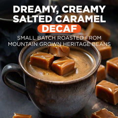 Close-up of Maud's Salted Caramel decaf pod ready to brew