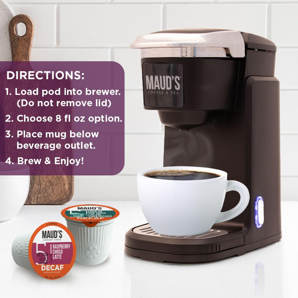 Maud's Decaf Vanilla Hazelnut Pod – smooth finish for everyday indulgence.
