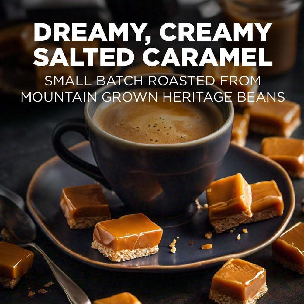 Maud's dreamy creamy salted caramel pod highlighting smooth taste and inviting aroma