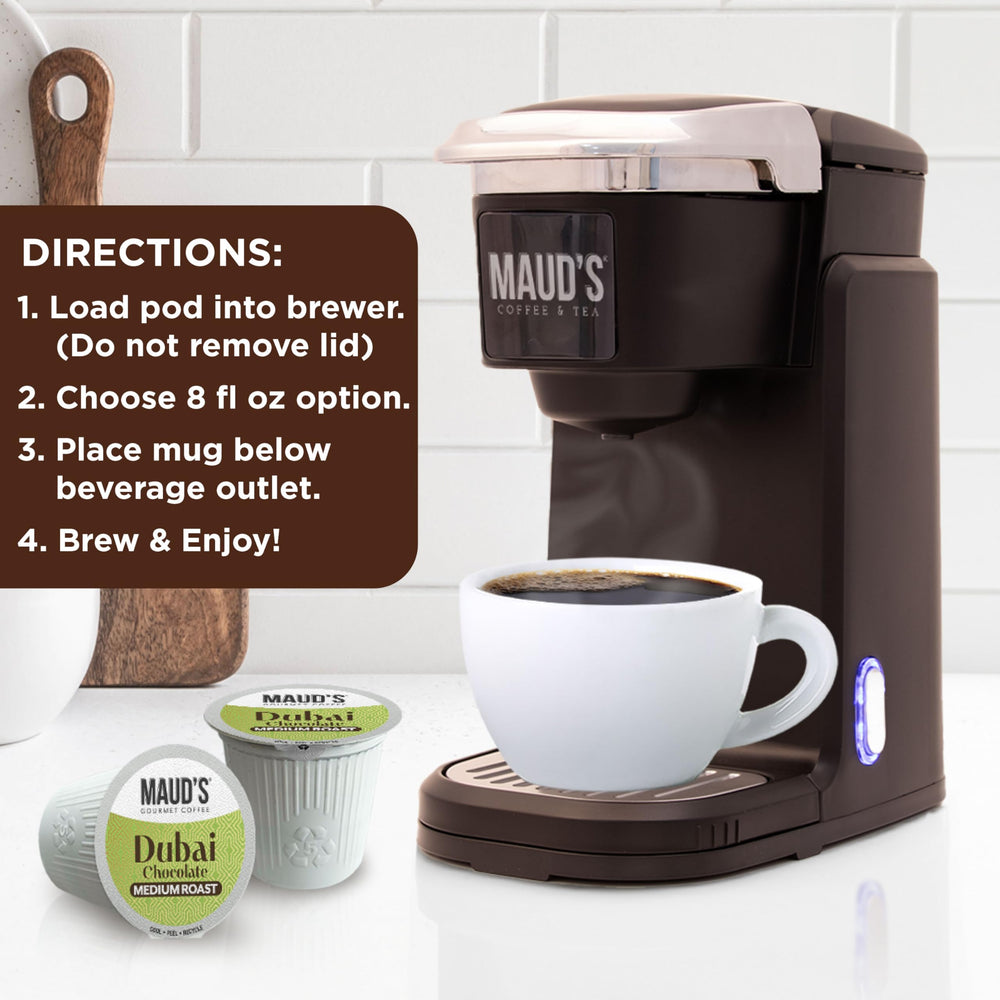 Maud's Dubai Chocolate cup aroma highlighting indulgent flavor.