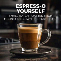 Maud's Espresso Pods brew into a cup for a rich espresso experience.