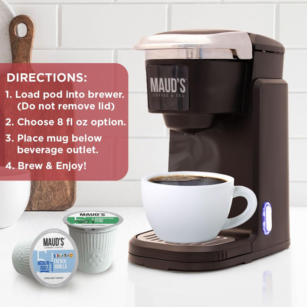 Maud's family-owned brand coffee pods for a comforting daily ritual.