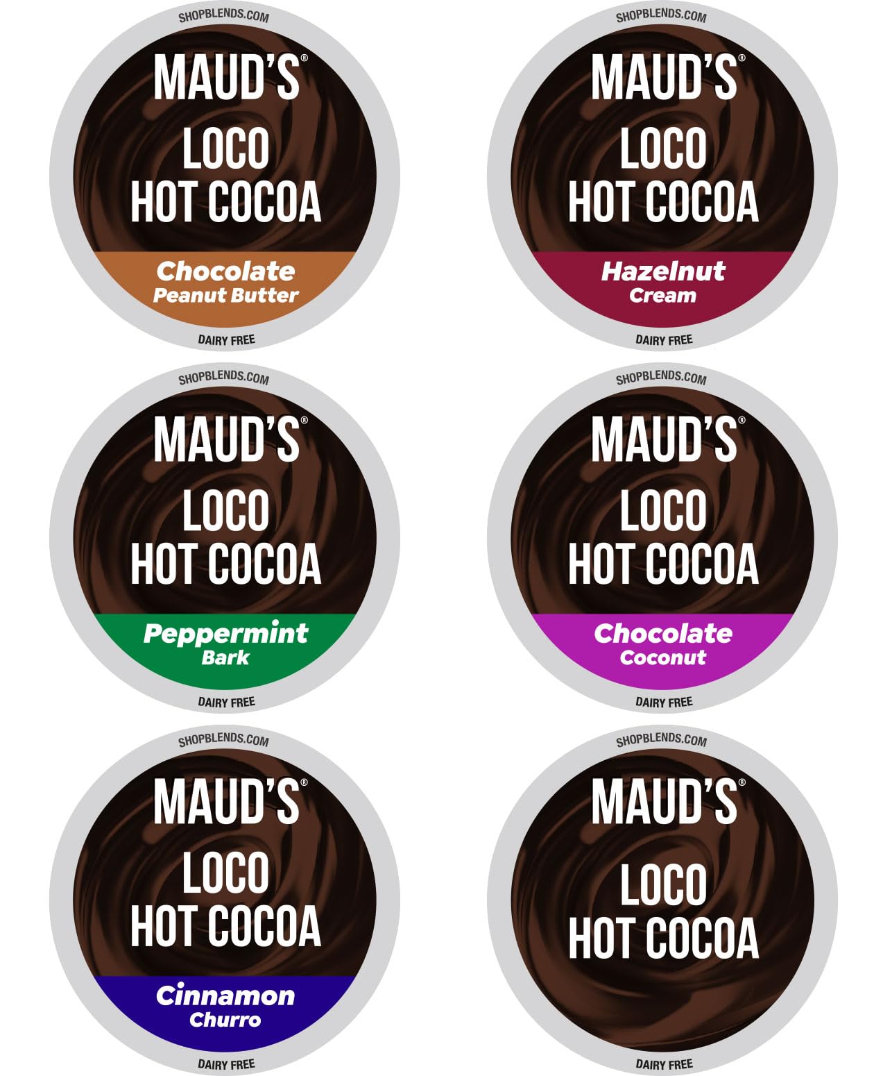Maud's Flavored Hot Chocolate Variety Pack box, ideal for cozy mornings.