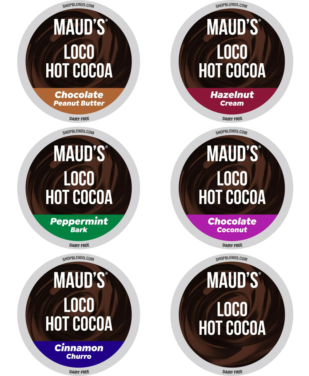 Maud's Flavored Hot Chocolate Variety Pack box, ideal for cozy mornings.