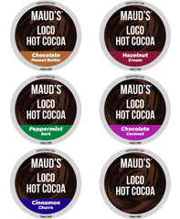Maud's Flavored Hot Chocolate Variety Pack box, ideal for cozy mornings.