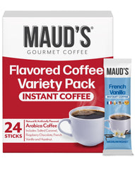 Maud's Hazelnut instant coffee packets – smooth aroma for cozy afternoons.