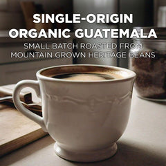 Maud's Guatemalan Coffee Pods brew in a cup showing rich, smoky finish.