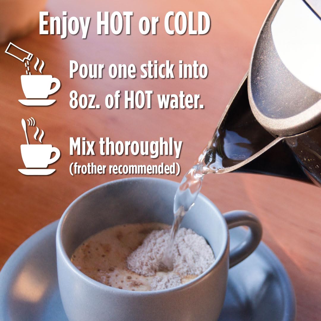 Maud's Half Caffeine Instant Coffee features solar energy roasted beans for flavor.