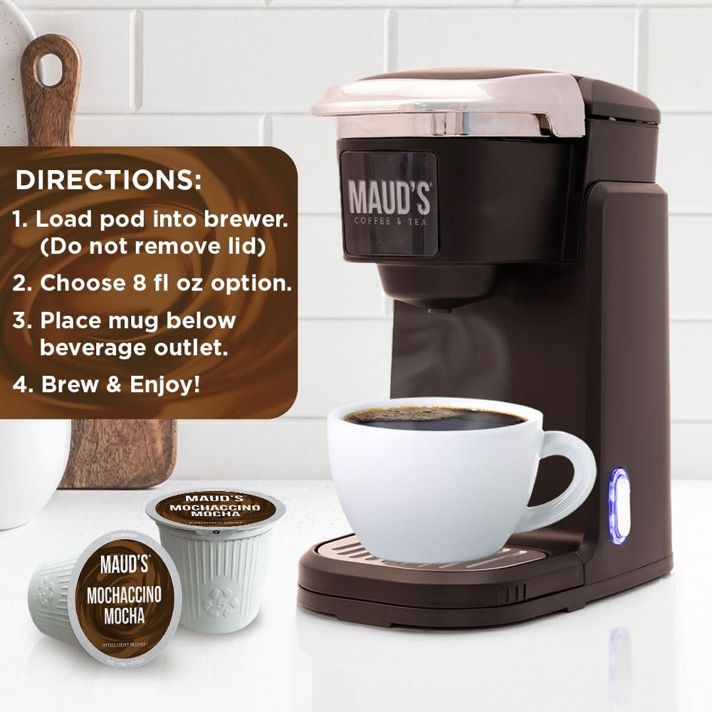 Maud's Keurig-compatible single-serve brew for fast, easy coffee.