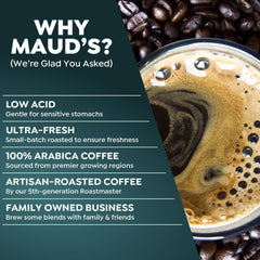 Maud's Kona Coffee Pods compatible with Keurig machines for quick, mess-free mornings.