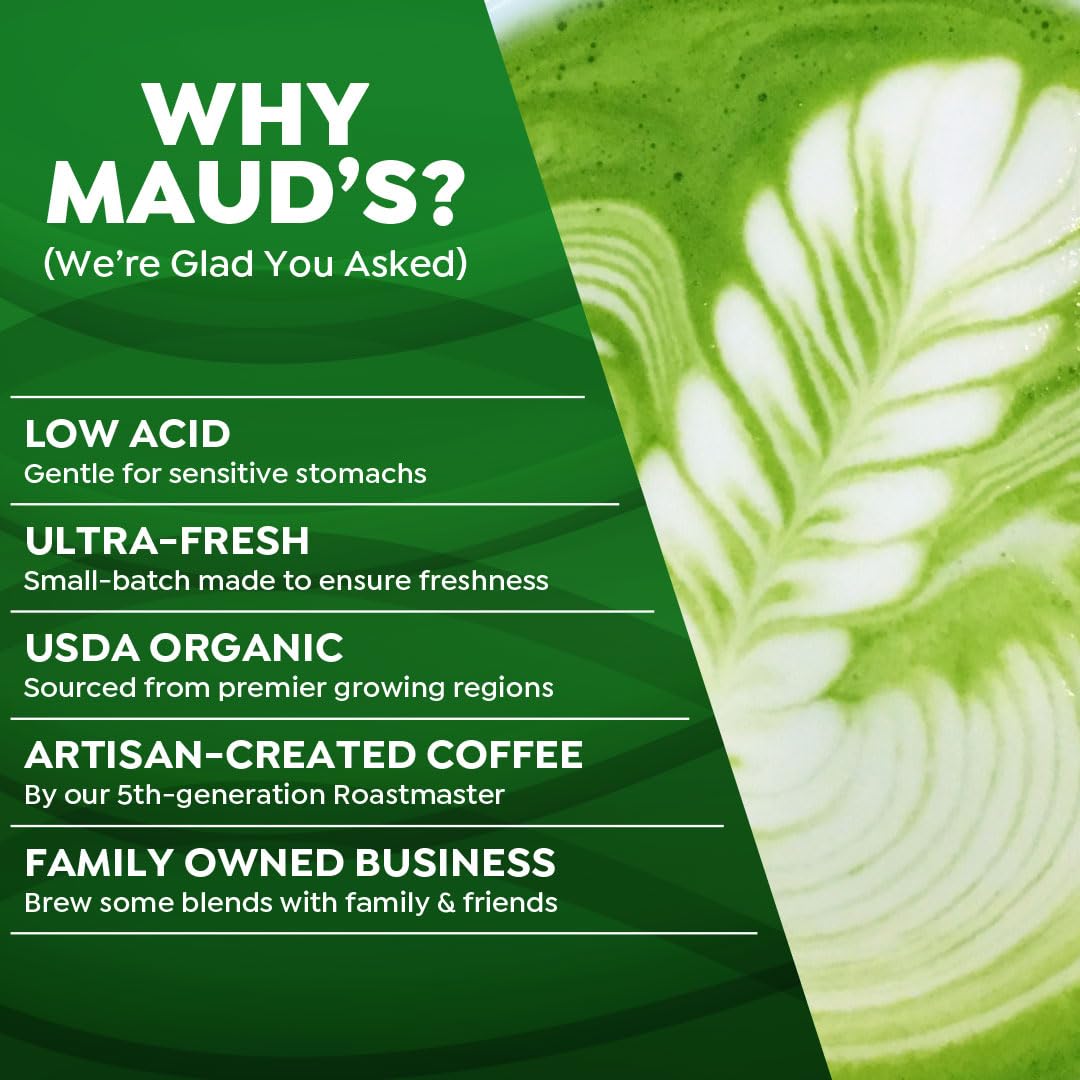 Maud's solar-powered facility branding emphasizes sustainability and local craft.