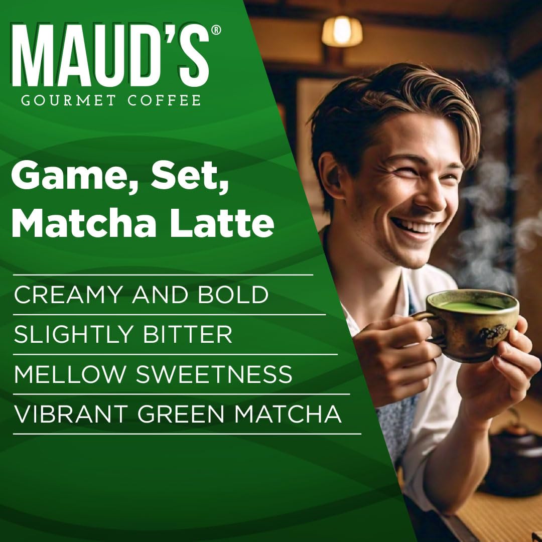 Maud's Matcha Latte Pod froth texture hints at cafe-like crema quality.