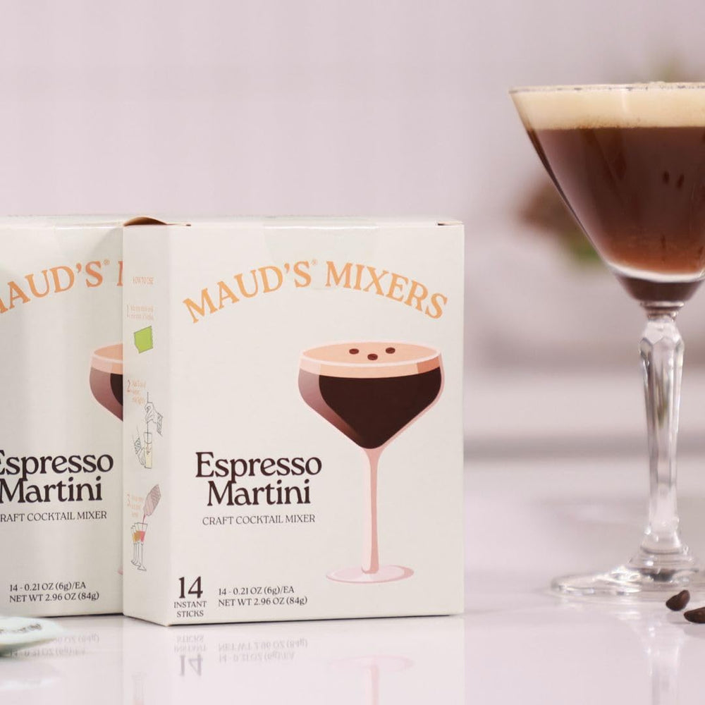 Home bar scene with Maud's Mixers Espresso Martini for entertaining