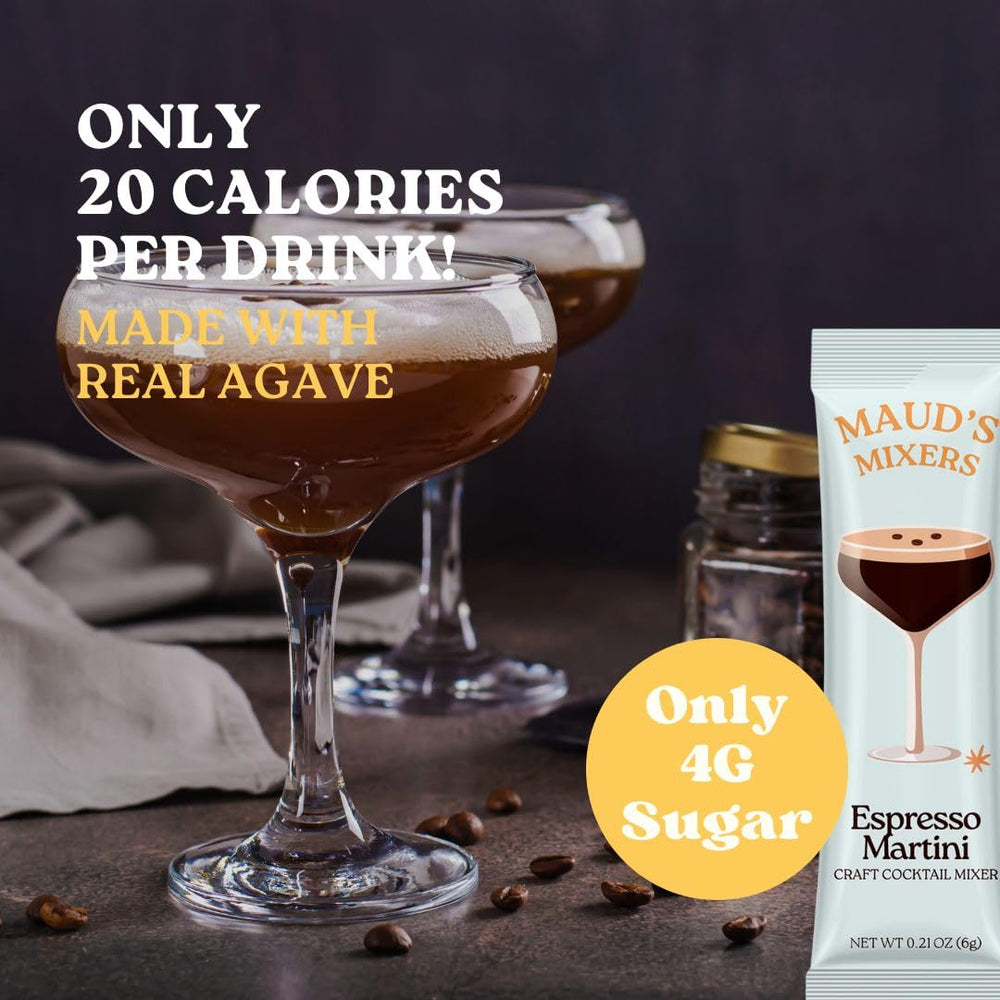 Espresso Martini glass with Maud's mix highlighting coffee‑forward aroma