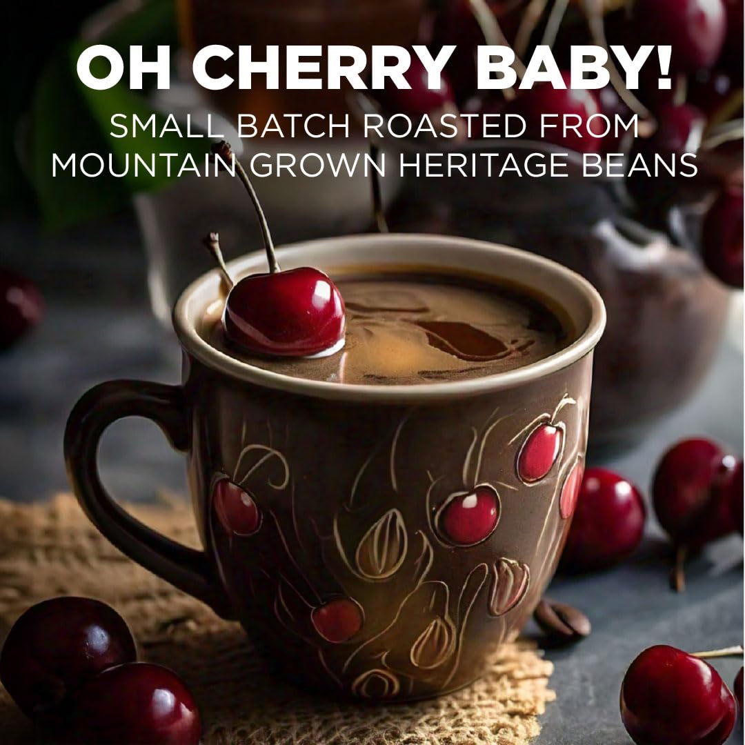 Maud's Oh Cherry Baby pod close-up highlights fruity aroma.