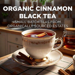 Maud's Organic Cinnamon Black Tea Pods brew in cup for quick comfort.