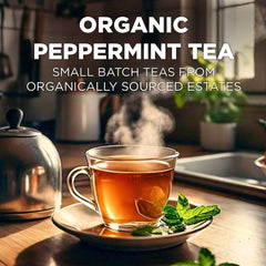 Maud's Peppermint Tea Pods closeup shows fragrant leaves and aroma