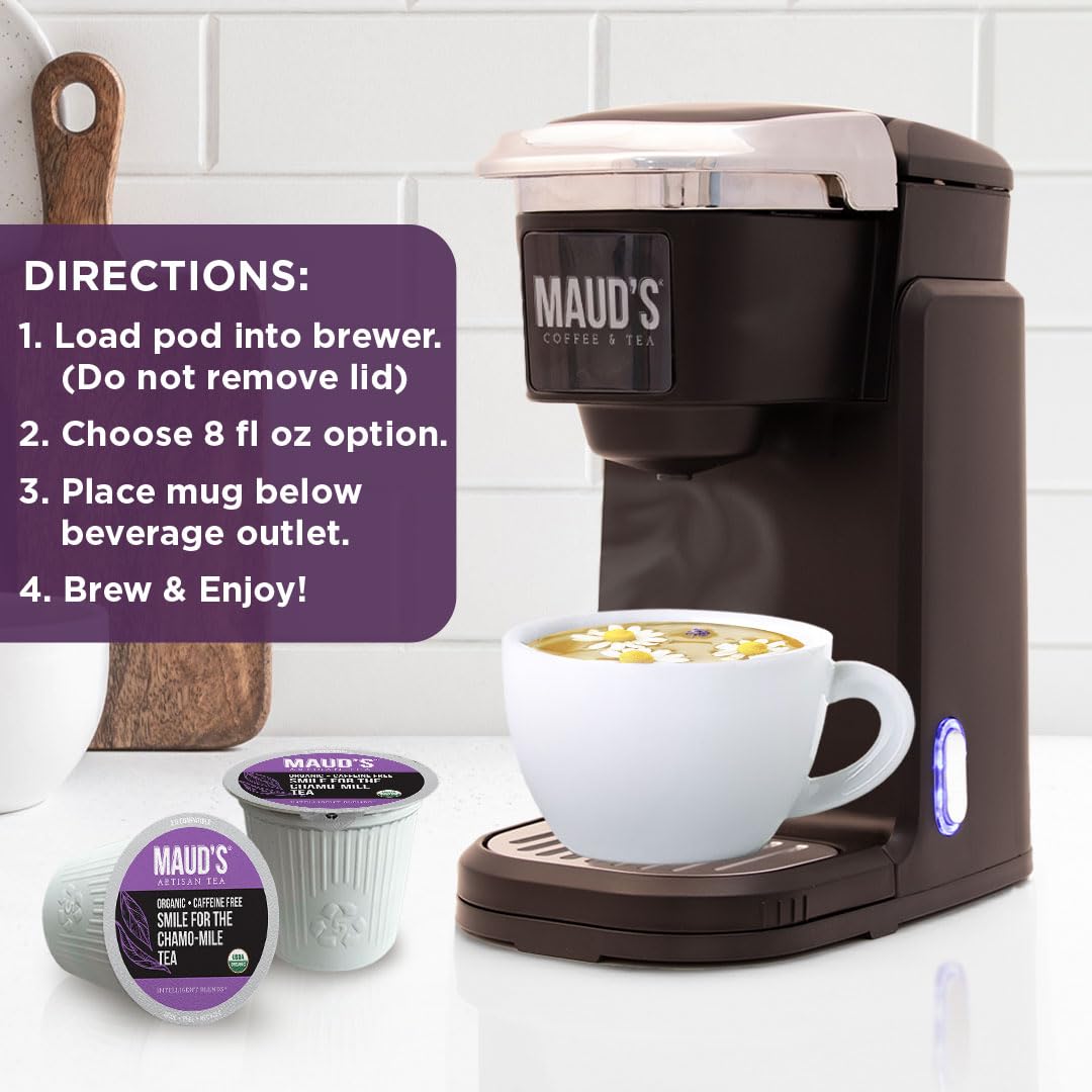 Maud's organic blend label showcases quality ingredients and mindful sourcing.