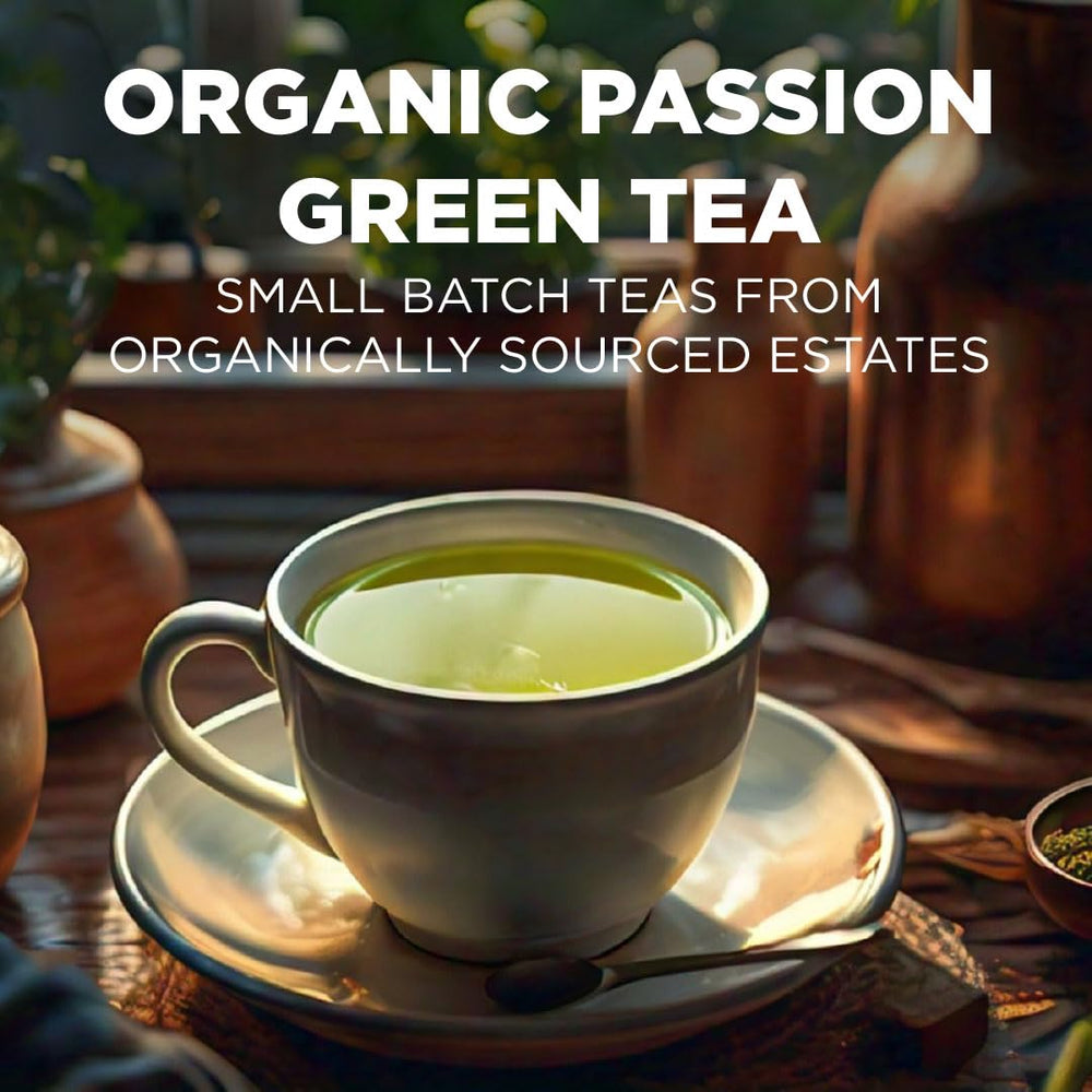 Close-up of Maud's Passion Green Tea Pods showing vibrant color.